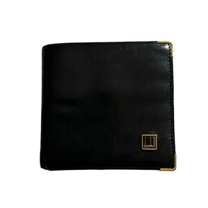 Vintage Dunhill Men’s BiFold Leather Wallet Black Gold Lettering
